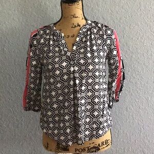 Stylish Women's Navy Blue and Pink Patterned Top